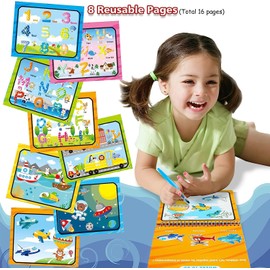 hapray Magic Water Paint Coloring Books for Toddler, Art Toys Age 2-4, Educational Learning Doodle Toy, Gifts for Girl Boy 3 2 1+ Year (Alphabet Transportation 2 Pack)