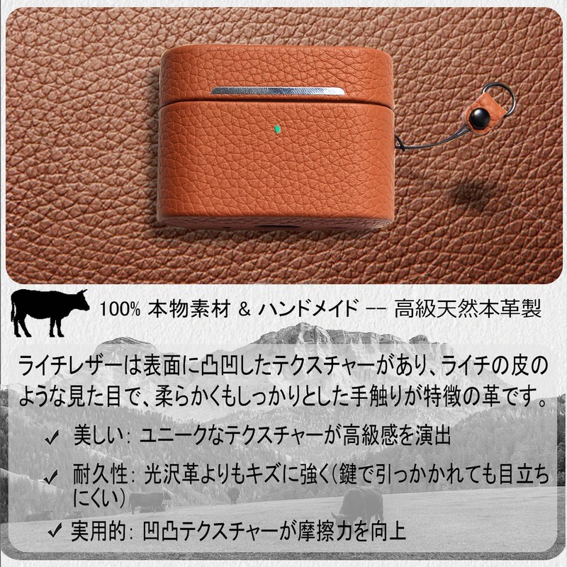 XGUO Leather AirPods Pro 2 (2nd Generation) Case - Lychee