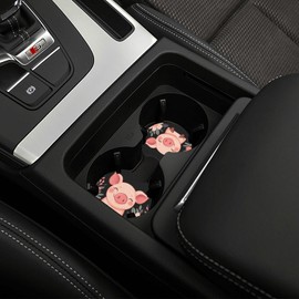 Pink Pig Steering Wheel Cover with 2 Car Coasters Non Slip Neoprene for Women Men Universal 15 Inch Stylish and Practical Set