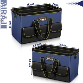 Tool Bag 2-Pack Set | AIRAJ 16" & 18" Portable Tool Storage Bag | Wide Mouth Tool Bags for Men and Women | Small Tool Tote | Tool Organizer for Home Repairs,Garage Storage,Professional Work | Tool Box