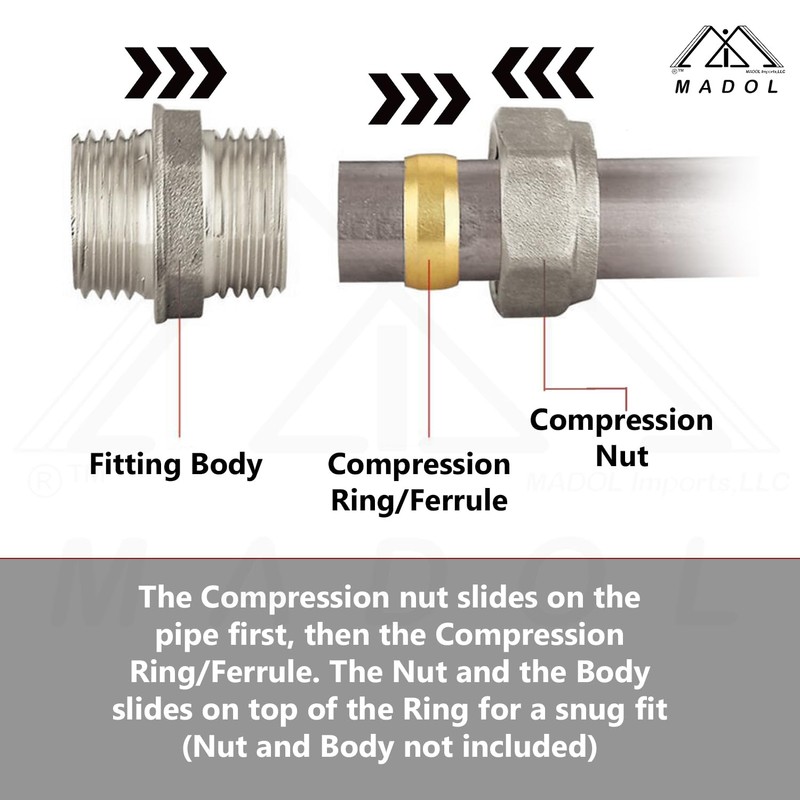 Brass Compression Fitting Ferrule Sleeve Tube Fitting (5/8" Tube OD)