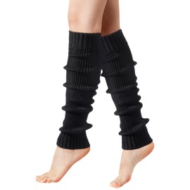 Loiyadn Leg Warmers - Leg Warmers for Women/Girls, Fashion Knit Neon Leg Warmers for Women 80s Sports Party Yoga Accessories, Black