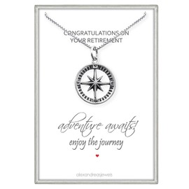 Sterling Silver Compass Necklace for Women, Graduation Gift Necklace, Motivational Inspirational Gift, Daughter Gift Necklace, Retirement Gift,18 inches