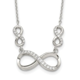 Sterling Silver Polished CZ Infinity Symbol Necklace