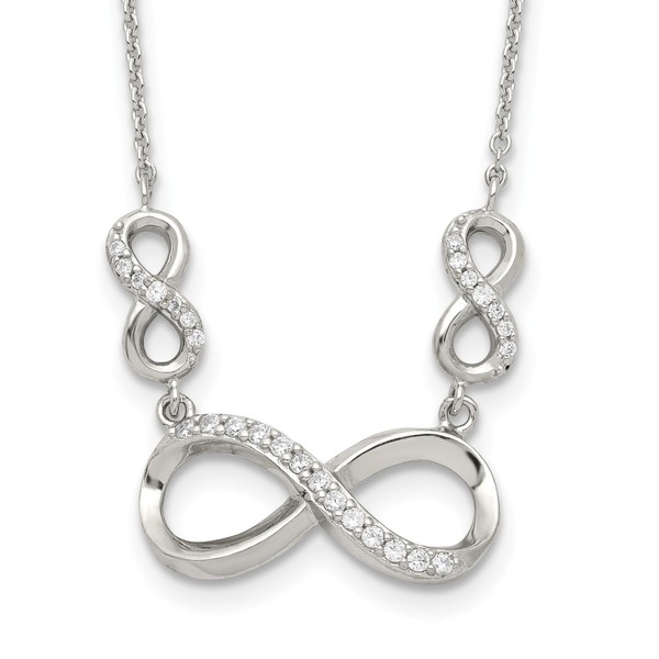 Sterling Silver Polished CZ Infinity Symbol Necklace