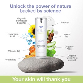 YOUN Beauty YOUN Beauty Retinol Eye Cream by Holistic Plastic Surgeon Dr. Anthony Youn C Paraben-Free Night Eye Cream with 1% Retinol and Hyaluronic Acid C Under Eye Cream for Hydration and Skin Firming, 1 Fl Oz
