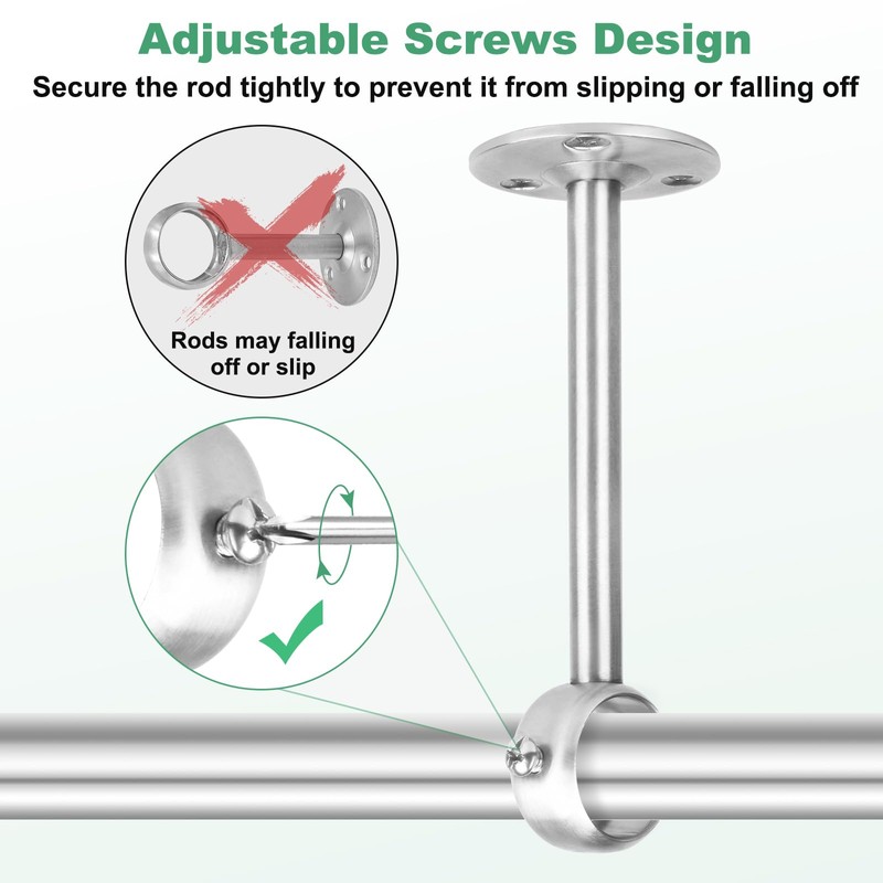 8 Inch Ceiling Curtain Rod Brackets, Stainless Steel Ceiling Mount