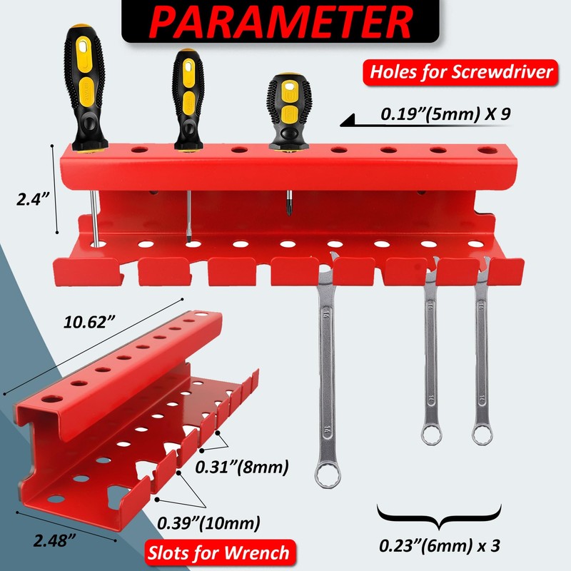 MUTUACTOR Magnetic Wrench Holder Heavy Duty,Anti-scratch Magnetic Mount Screwdriver Holders,
