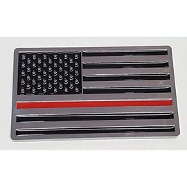 USA Firefighter Thin RED line Flag Aluminium cast Emblem, chrome plated