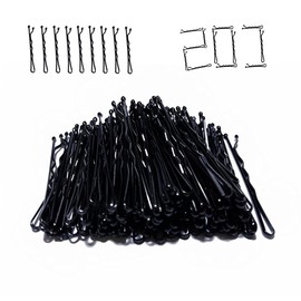 LukyTimo Black Round End Hairpins 200 Pieces - Metal Invisible Bobby Pins -Ideal for All Hair Types and All Types of (200)