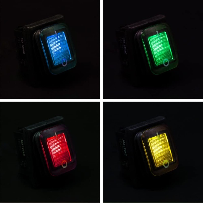 ETOPARS 4Pcs Car Round Rocker Switch 12V 20A Blue Red