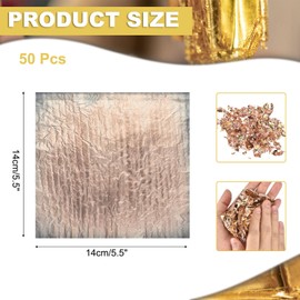 MECCANIXITY 50 Pcs Gold Leaf Sheets 5.5" x 5.5" Imitation Gold Foil Sheets Variegated Booklet with Pattern for Crafts,Picture Frames,Nails and DIY Arts Decoration,Gray Stripes
