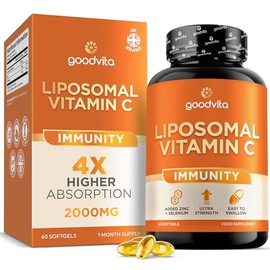 Liposomal Vitamin C Softgels 2000mg | 60 Softgels, 1 Month Supply | Added Zinc + Selenium | UK Formulated | Ultra Strength 4X Higher Absorption | Immunity, Energy + Skin | Easy to Swallow