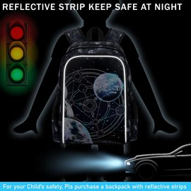 AGSDON 3PCS Boys Backpack, 17" Kids Bookbag with Lunch Box for Boy, Planet Backpacks Water Resistant and Lightweight for Teen