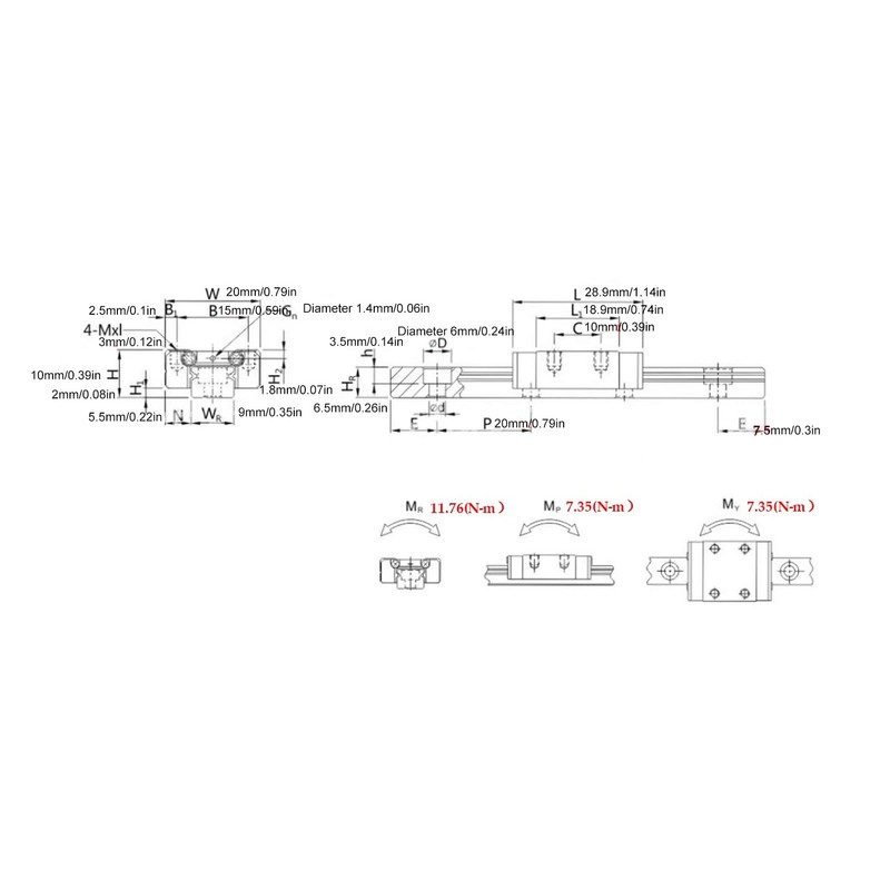 MGN9C Linear Guide Rail, Miniature Linear Rail Slide Guide for