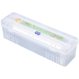 Cling Film Dispenser and Cutter, 35 x 11cm Clear Refillable Tin Foil Dispenser and Cutter Holder with Suction Cup, Compatible with 15cm 20cm 25cm 30cm Rolls