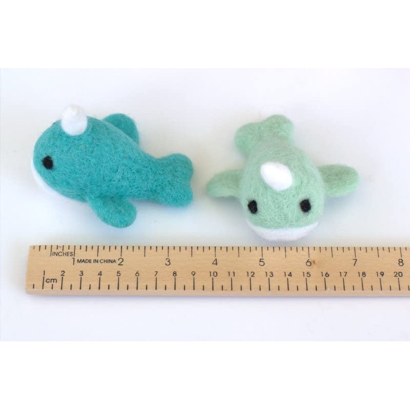 Wool Felt Narwhals- SET OF 3- Dark Pink- Baby Pink-