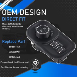 YzusGomumu 68156061AD Headlight Fog Light Headlamp Switch Control Assembly Compatible with 2019-2024 Ram 2500 3500 2019-2025 Ram 1500 Replaces 68156061AB 68156061AC