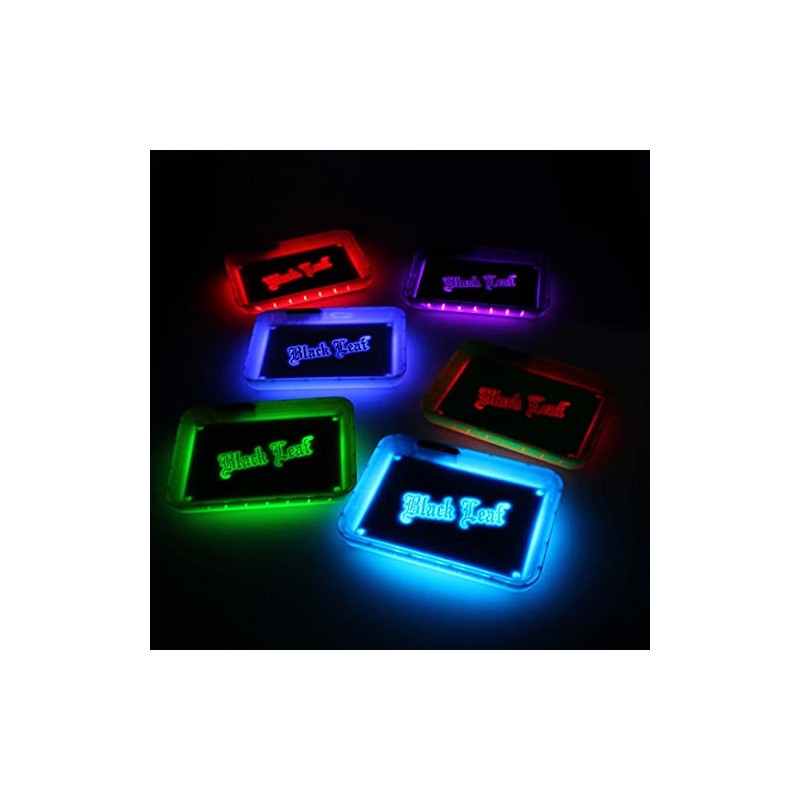 Black Leaf Rolling Tray LED Light Green Mixing Tray Construction