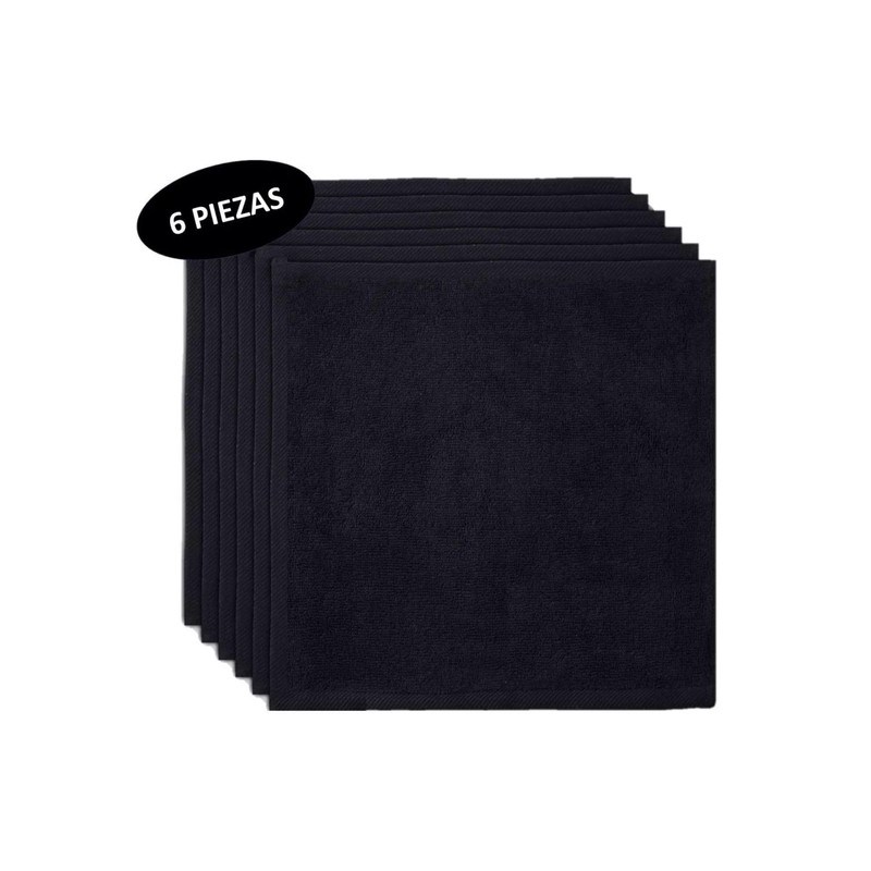 La Josefina 6 Toallas Negra 30 X 30 Multiuso Facial