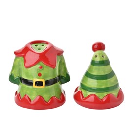 The Seasonal Gift Co - Elf Suit & Hat Christmas Salt & Pepper Shakers - Festive Xmas Gifting & Homeware for Xmas Presents, Stocking Fillers & Dining - Holiday Homeware for Dining Room.