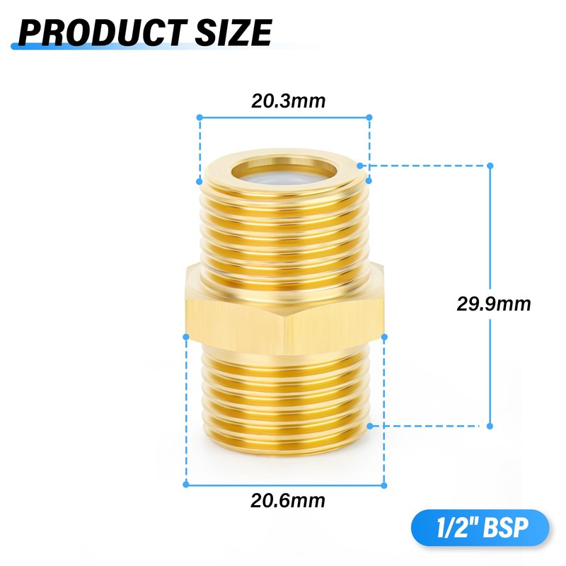 TAILONZ PNEUMATIC 2PCS Brass Check Valve 1/2" Male to 1/2"