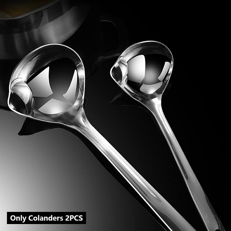 2PCS Fat Skimmer Spoon, Fat Separator for Cooking Ladle Strainer
