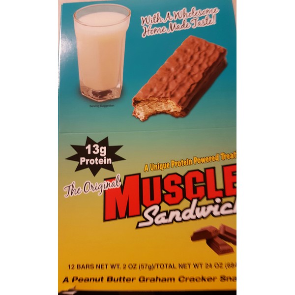 Muscle Foods Muscle Sandwich Bars, Peanut Butter Graham, 2-Ounce Bars ( 12 count )