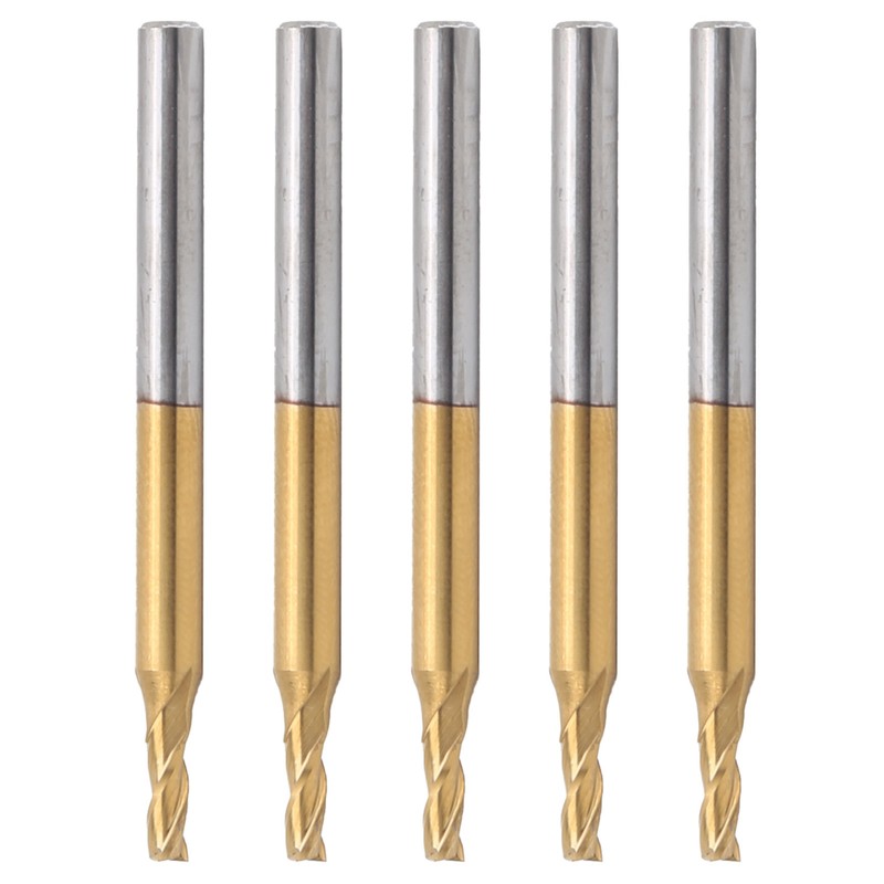 5Pcs 3Flute Flat End Milling Cutter Round Shank TiPlated Accessories