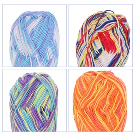 TEHAUX Cotton Yarn Knitting Blanket Yarn Multicolor Gradient Wool for Crocheting