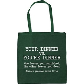 Hippowarehouse Your dinner vs. you're dinner - Quote Tote Shopping Gym Beach Bag 42cm x38cm, 10 litres