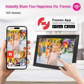 Digital Picture Frame 10.1 inch Smart Electronic Frameo Photo Frame 32GB Auto-Rotate 1280*800 HD Touch Screen, Desk or Wall Mounted, Share Photos Videos Instantly, Gifts for Mom Dad Women Men (Black)