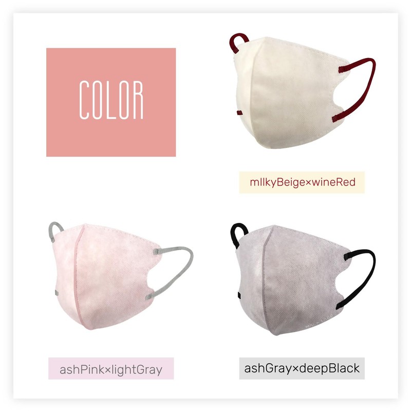 [MASK LABO] ツートーンレイヤースタイルマスク30枚入 バイカラーマスク 3D形状 血色カラー 不織布3層 全国マスク工業会 JIS規格 (ミルキーベージュ,