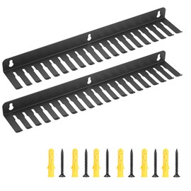 Sumnacon Wall Mountable Cable Hanger and Organizer 2 Pcs Steel Cable Rack with 19 Cable Slots Width from 5-9mm,Sturdy Cable Holder Wall Mount Black Cord Rack Organizer for Office Studio Bench Workshop