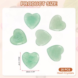 PATIKIL PATIKIL Heart Crystals Stone, 20 Pcs Natural Crystal Polished Love Gemstone Rose Quartz Pocket Bulk Set Balancing Meditation Gifts for Mother Women Birthday, Green