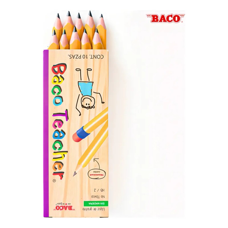 Baco | Bacoteacher Lápiz Jumbo Triangular Hb/2 - 10 Lápices