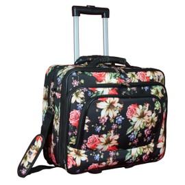 World Traveler Rolling 17-Inch Laptop Briefcase Computer Case -Rose Lily