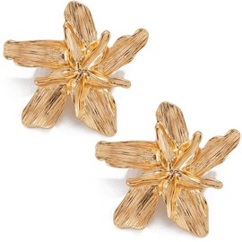 Earrings Ginkgo Leaf Flower Earrings Gold Earrings Women's Earrings Retro Exaggerated Flower Stud Earrings Vintage Earrings Hypoallergenic Earrings Jewellery Women's Earrings for Women Girls, No, 1