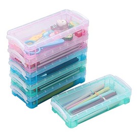 BTSKY Large Capacity Pencil Box, Office Supplies Storage Organizer Box, Brush Painting Pencils Storage Box Watercolor Pen Container Drawing Tools(3 Colors 6 Pack)