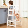 Kitchen Step Stool for Kids with Safety Rail,Solid Wood Construction