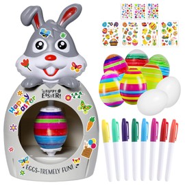 Angenster Easter Egg Decorator Kit, Bunny Egg Spinner Decorating Machine Egg Decorating Kit with Cartoon and Diamond Stickers, DIY Craft Egg Decoration Set Easter Toy Gift for Kids (Style D, F)