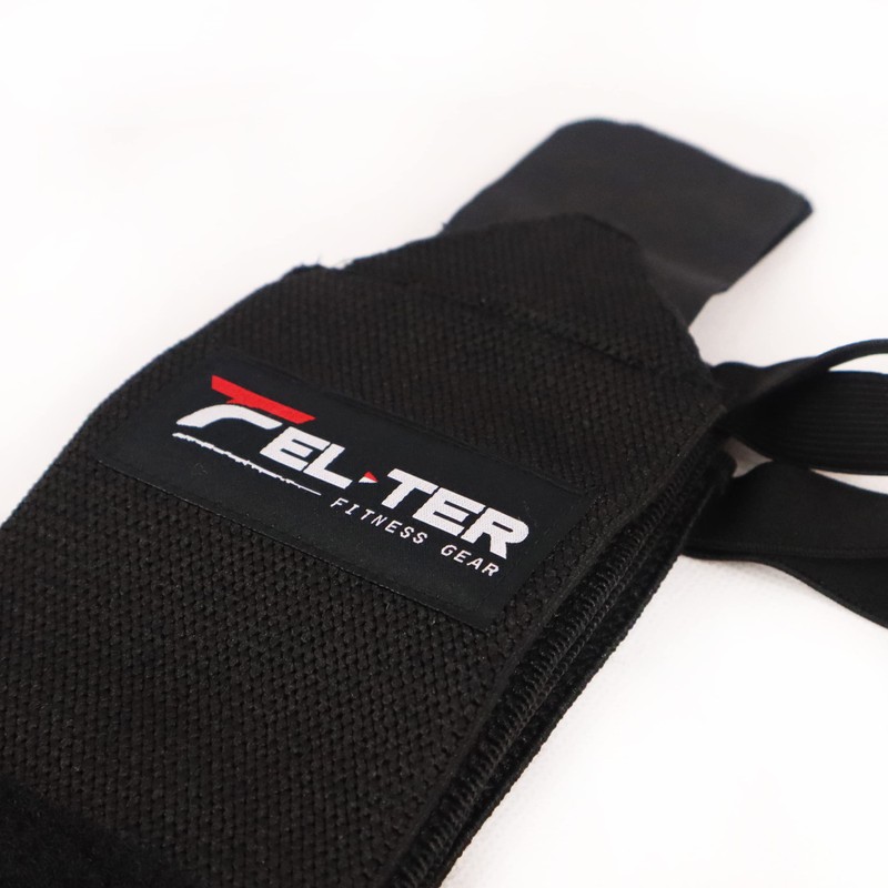 MUÑEQUERA ELASTICA 1 PAR, PARA GYM, PESAS, CROSSFIT, GIMNASIO (Negro)