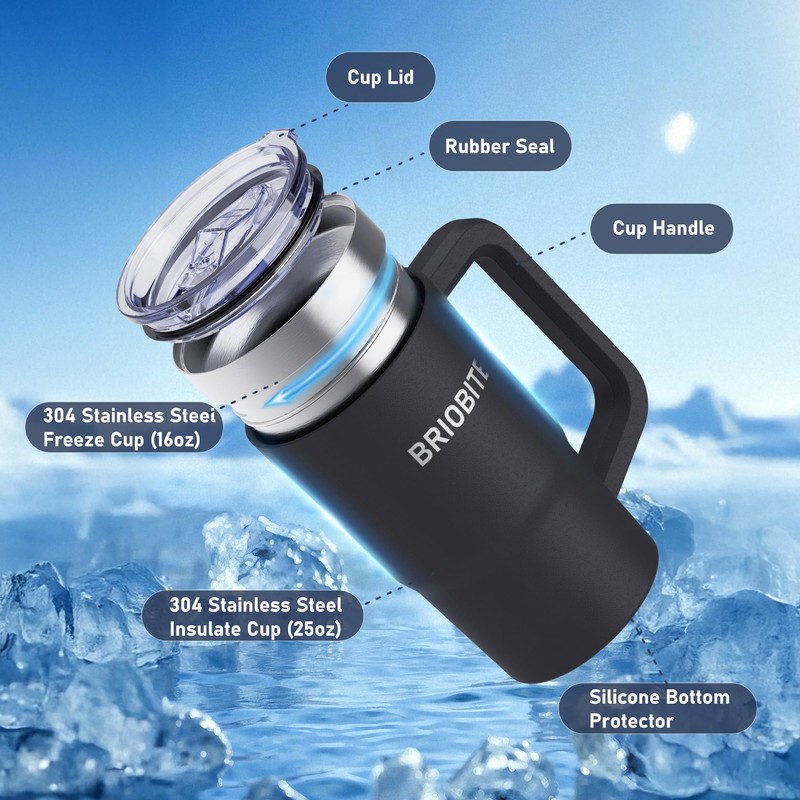 2-in-1 Freeze & Insulated Stainless Steel Mug with Lid