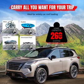 IKON MOTORSPORTS Lockable Roof Rack Cross Bars Compatible with 2021-2026 Nissan Rogue (Not Fit Rock Creek Model), Aluminum Black Anti-Theft Lock Crossbars with Key (Factory Side Rails Required)