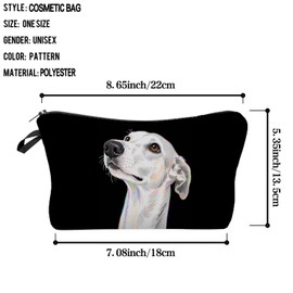 Livel lhood Greyhound Makeup Bag Cute Small Makeup Organizer Bag Travel Toiletry Zipper Pouch Dog Cosmetic Bag Gift for Women Girls