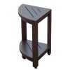 HomeRoots Compact Triangular Teak Shower Outdoor Bench With Shelf In