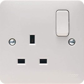 Hager 13A 1 Gang Double Pole Switched Socket - Sollysta Range