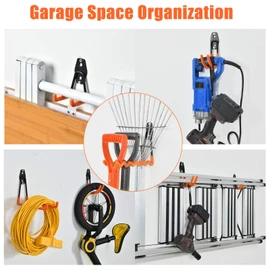 AOBEN Garage Hooks Heavy Duty, Steel Garage Storage Hooks, Utility Tool Hangers and Combinable Wall Mount Garage Hooks for Organizing Ladders, Bikes, Hoses, and More Equipment (Small J, 4 Pack)