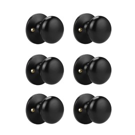 Probrico Half Dummy Door Knobs Sigle Side Door Knobs 6 Pack, Black Interior Door Handles Non-Turning Inactive Pulls for French Doors