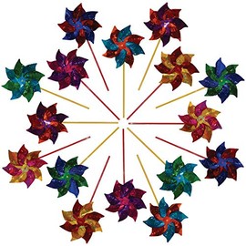 In the Breeze 2805-2 Mylar (2-Pack) Pinwheels, Rainbow Sparkle/16 Pieces